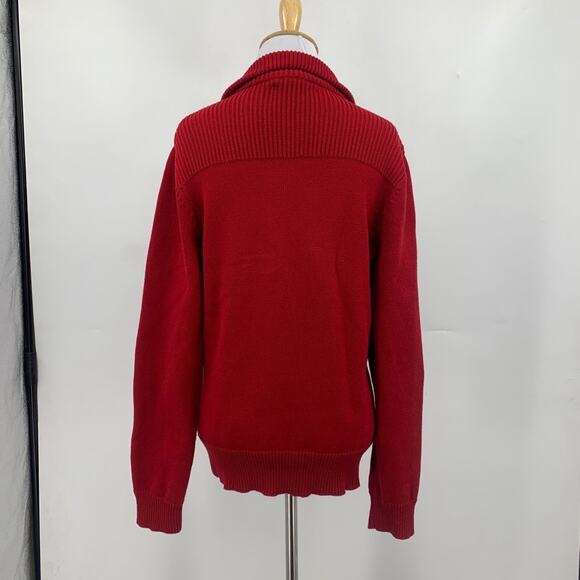 Lauren Ralph Lauren Sweater Women L Large Red Knitted Half Snap Buttons Pullover - Picture 7 of 13